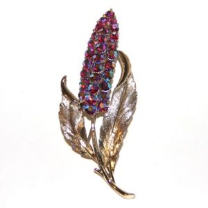 Coro Aurora Borealis Rhinestone Flower Brooch